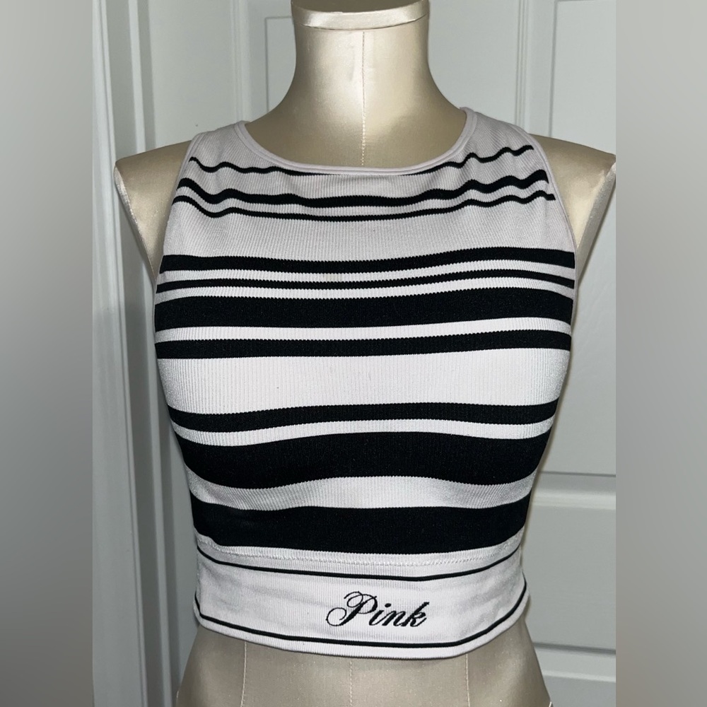 PINK Victoria's Secret black & white Striped Bralette